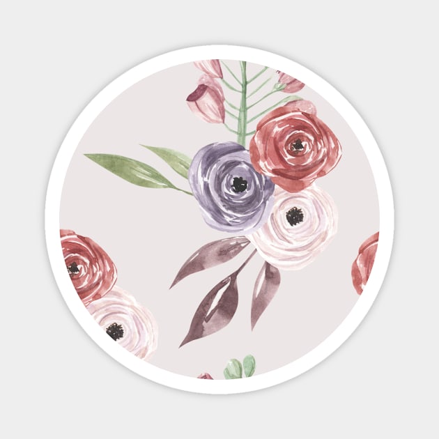 Vintage Floral Pattern Watercolor Magnet by Alexandra